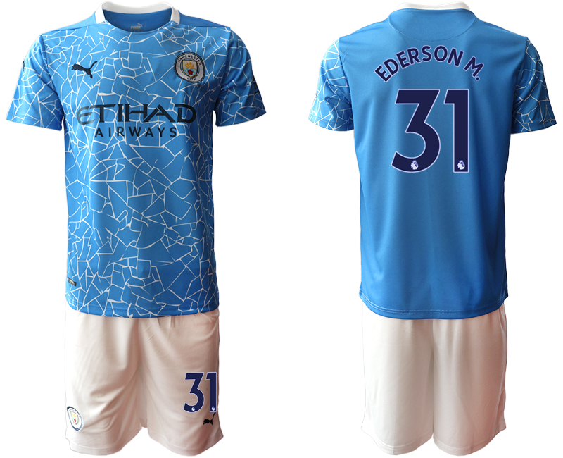 Men 2020-2021 club Manchester City home #31 blue Soccer Jerseys->customized soccer jersey->Custom Jersey